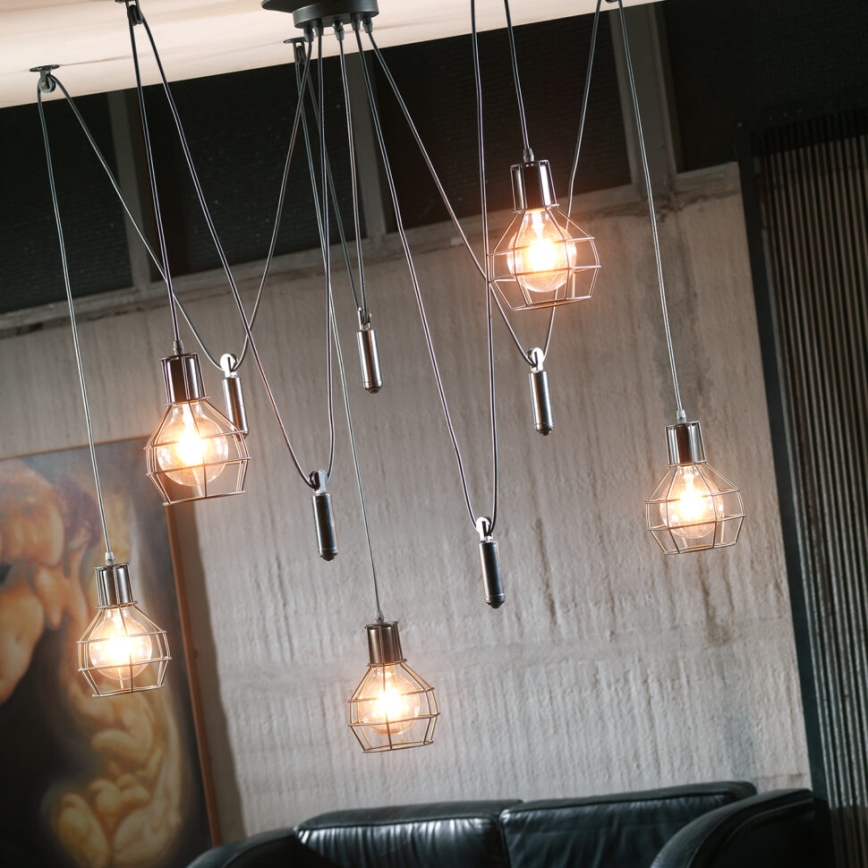 ONLI - Hanglamp aan een koord SPIN 5xE27/15W/230V spin zwart