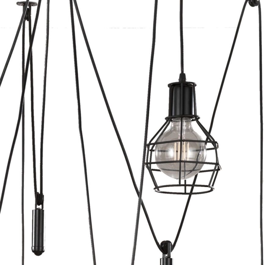 ONLI - Hanglamp aan een koord SPIN 5xE27/15W/230V spin zwart