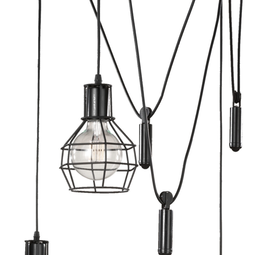 ONLI - Hanglamp aan een koord SPIN 5xE27/15W/230V spin zwart