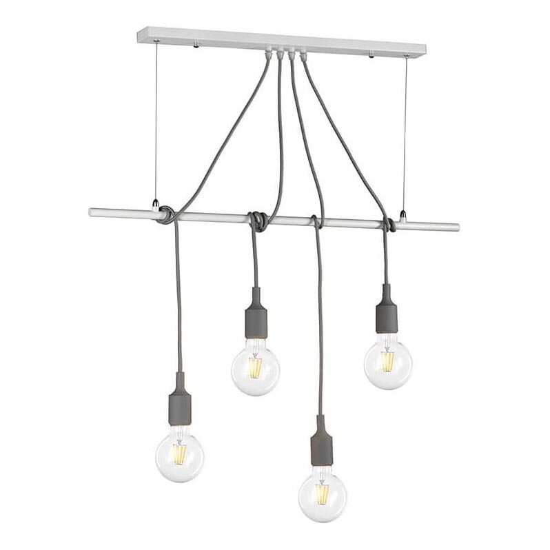 ONLI - Hanglamp aan een koord WIRE 4xE27/15W/230V grijs/wit