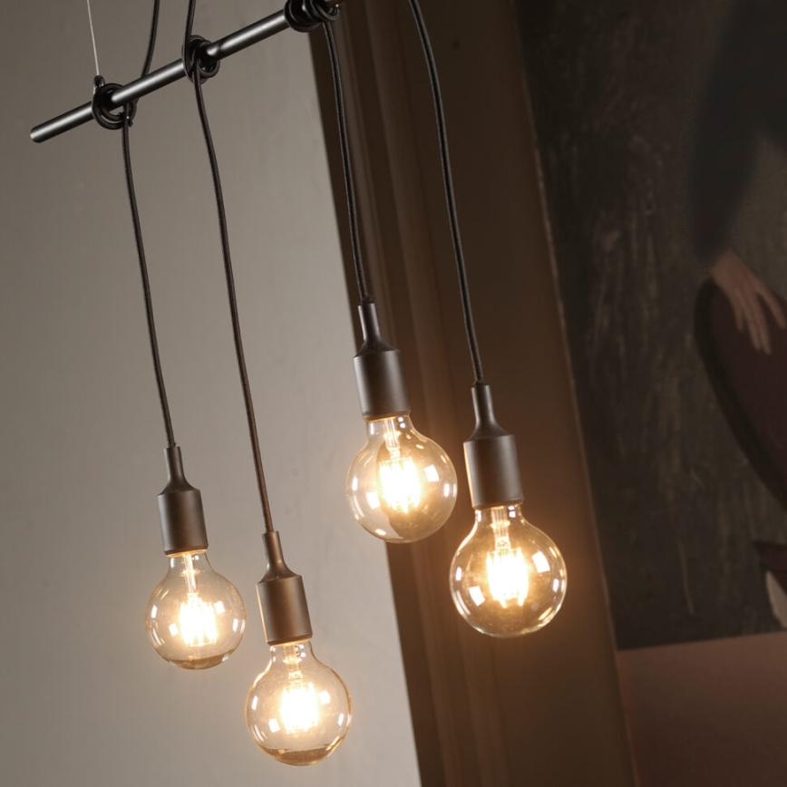 ONLI - Hanglamp aan een koord WIRE 4xE27/15W/230V zwart