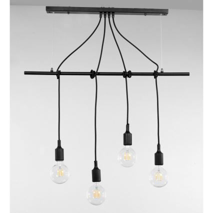 ONLI - Hanglamp aan een koord WIRE 4xE27/15W/230V zwart