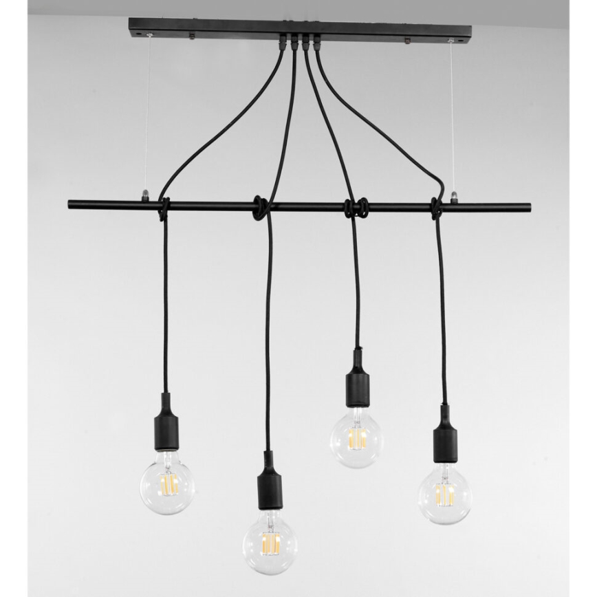 ONLI - Hanglamp aan een koord WIRE 4xE27/15W/230V zwart
