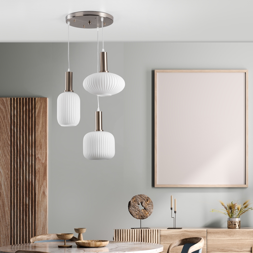 ONLI - Hanglamp aan kabel DOROTY 3xE27/15W/230V wit/glanzend chroom