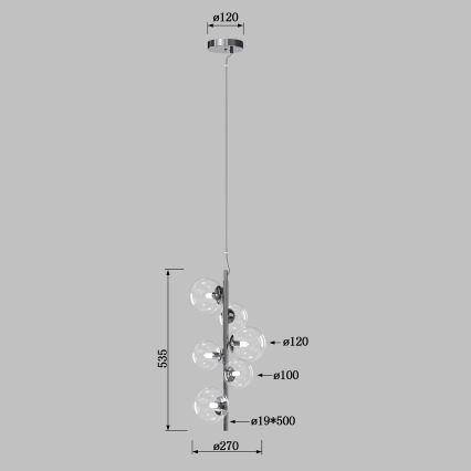 ONLI - Hanglamp met kabel KIMBERLY 6xG9/6W/230V glanzend chroom