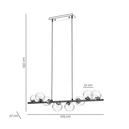 ONLI - Hanglamp met kabelophanging KIMBERLY 8xG9/6W/230V hoogglans chroom
