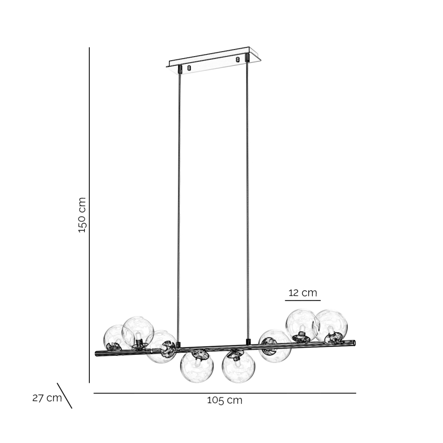 ONLI - Hanglamp met kabelophanging KIMBERLY 8xG9/6W/230V hoogglans chroom