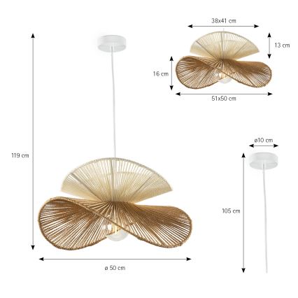 ONLI - Hanglamp met snoer RINGO 1xE27/15W/230V raffia