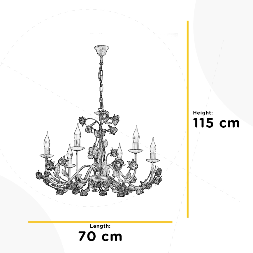 ONLI - Kroonluchter aan ketting CAROLINA 6xE14/6W/230V brons