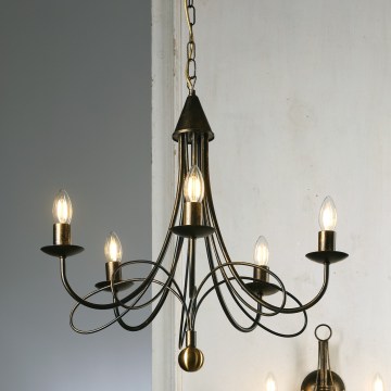 ONLI - Kroonluchter aan ketting MILVIA 5xE14/6W/230V bronskleurig