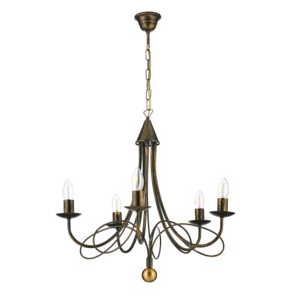 ONLI - Kroonluchter aan ketting MILVIA 5xE14/6W/230V bronskleurig