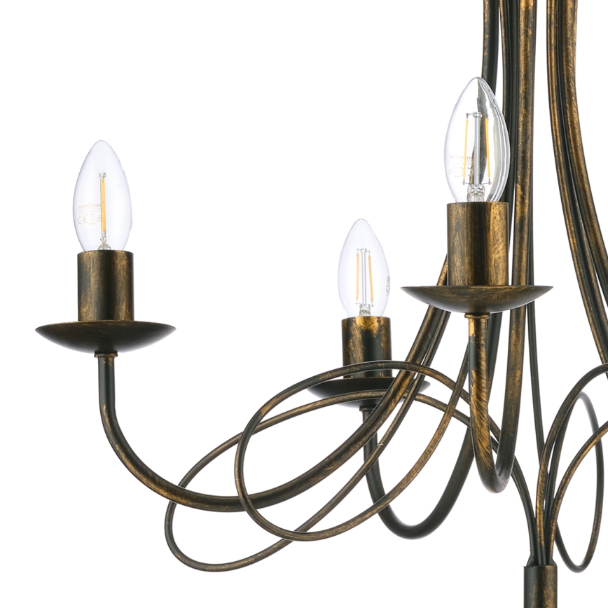 ONLI - Kroonluchter aan ketting MILVIA 5xE14/6W/230V bronskleurig