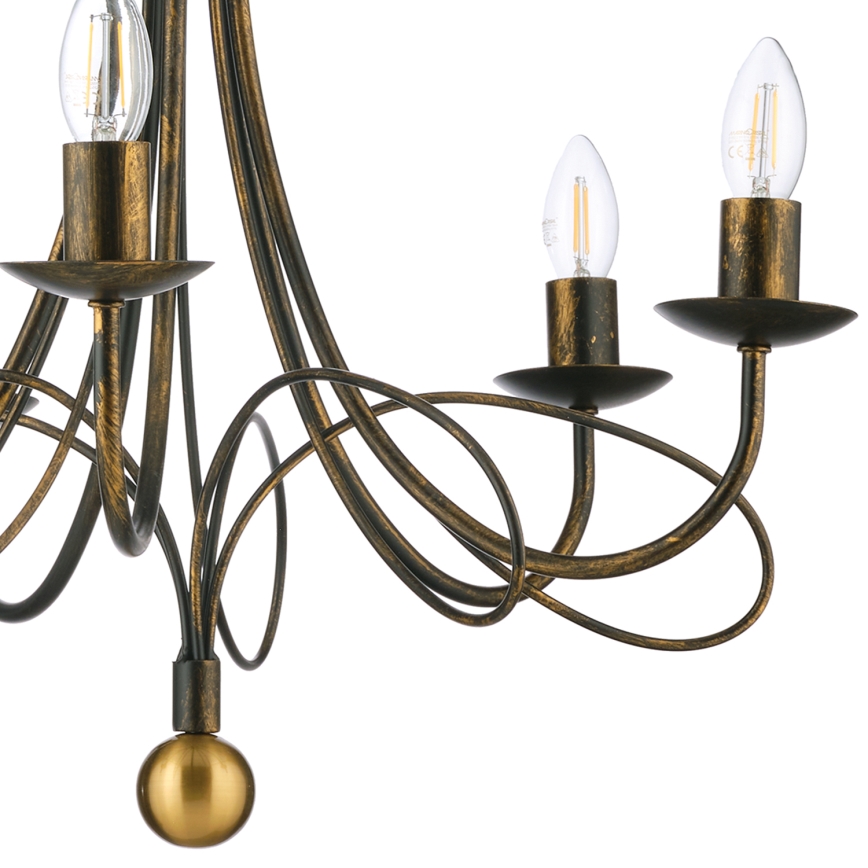 ONLI - Kroonluchter aan ketting MILVIA 5xE14/6W/230V bronskleurig