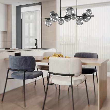 ONLI - Kroonluchter met kabelophanging PALOMA 10xG9/3W/230V zwart/gerookt glas