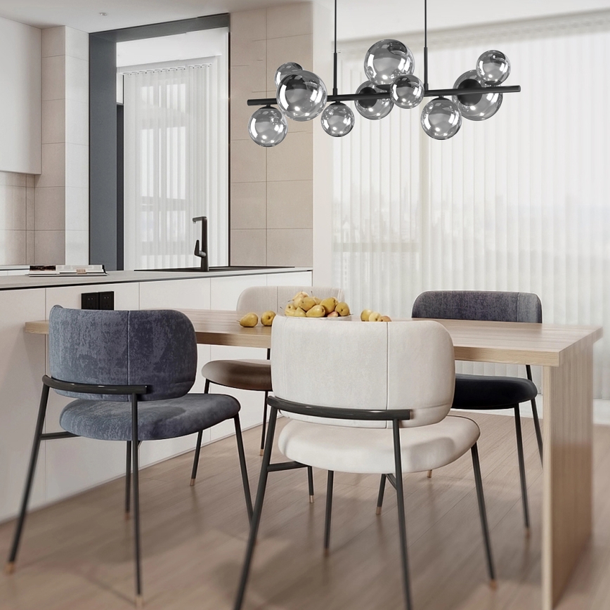 ONLI - Kroonluchter met kabelophanging PALOMA 10xG9/3W/230V zwart/gerookt glas