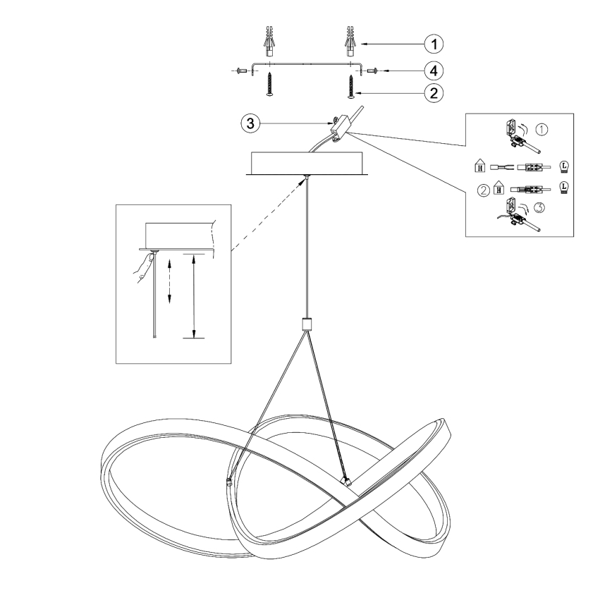 ONLI - LED Hanglamp aan een koord LOOP LED/40W/230V 4000K glanzend chroom