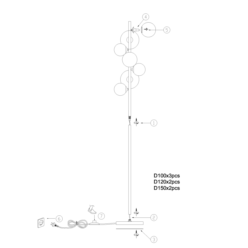 ONLI - Staande Lamp PALOMA 7xG9/10W/230V goud