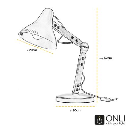 ONLI - Tafellamp ARCHITETTO 1xE27/22W/230V 62 cm grijs/bruin