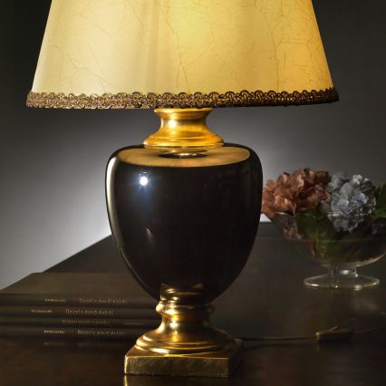 ONLI - Tafellamp MOZART 1xE27/22W/230V zwart/goud 67 cm