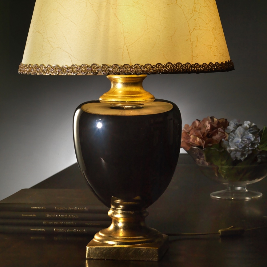 ONLI - Tafellamp MOZART 1xE27/22W/230V zwart/goud 67 cm