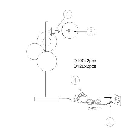 ONLI - Tafellamp PALOMA 4xG9/10W/230V 48 cm goud