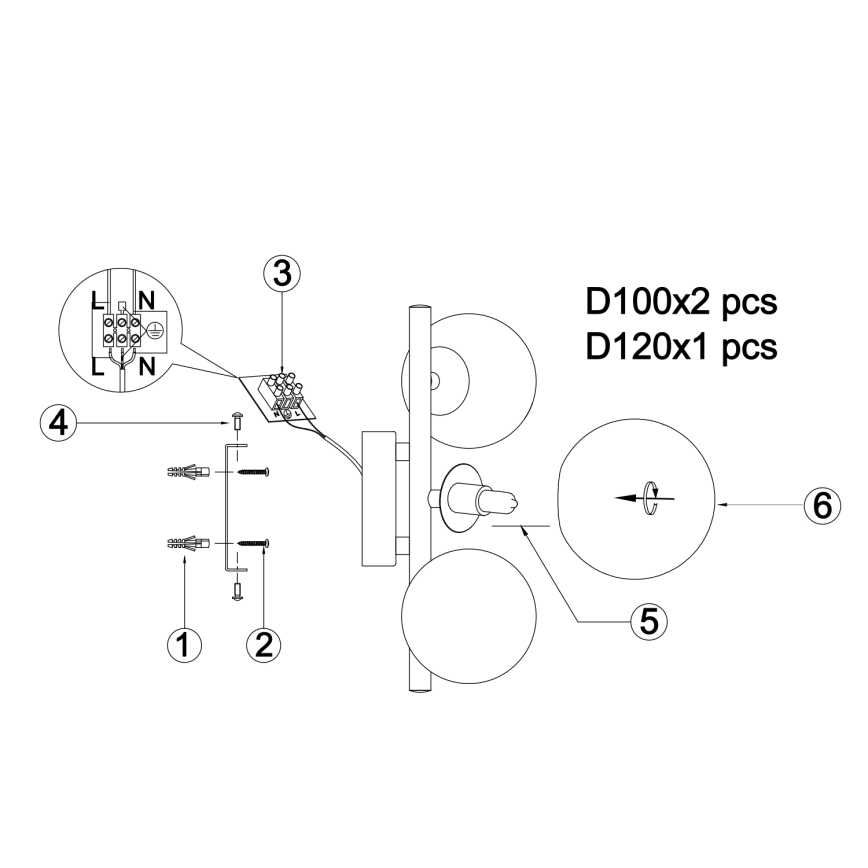 ONLI - Wandlamp PALOMA 3xG9/10W/230V goud