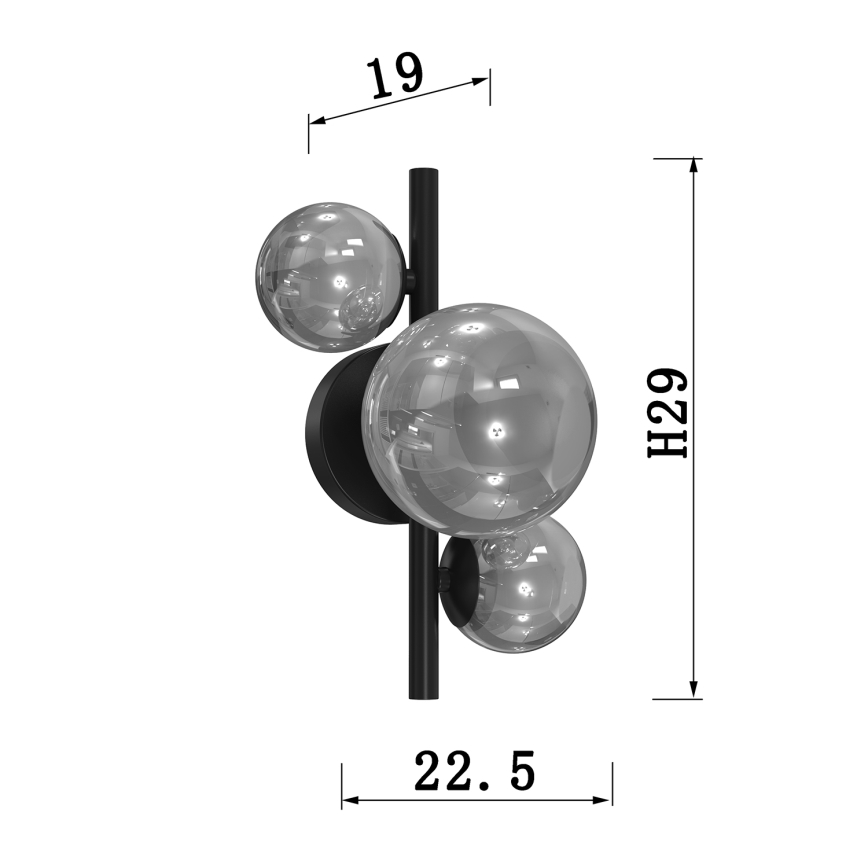 ONLI - Wandlamp PALOMA 3xG9/10W/230V zwart/gerookt