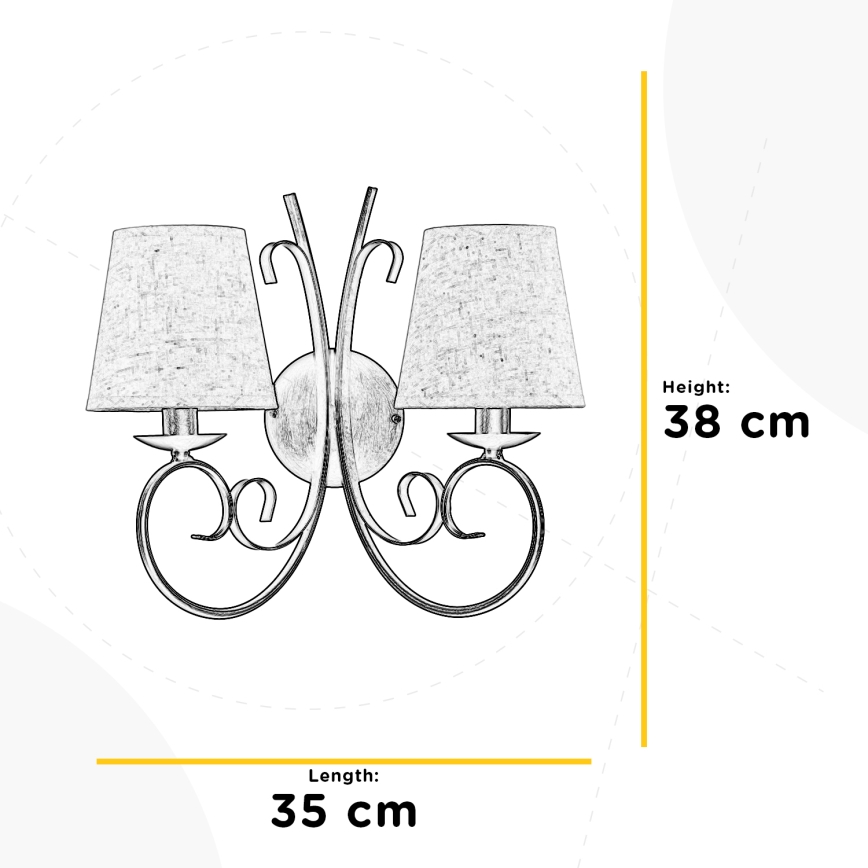 ONLI - Wandlamp POMPEI 2xE14/6W/230V brons