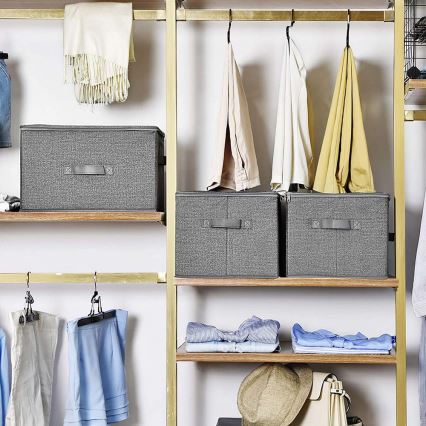 Opbergbox met rits, set van 3 CURAN, grijs