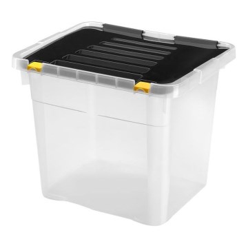 Opbergdoos 36 l zwart/doorzichtig