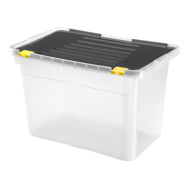 Opbergdoos 54 l zwart/doorzichtig