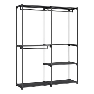 Opbergkast met planken en kledingstang MATIS 138x182 cm zwart