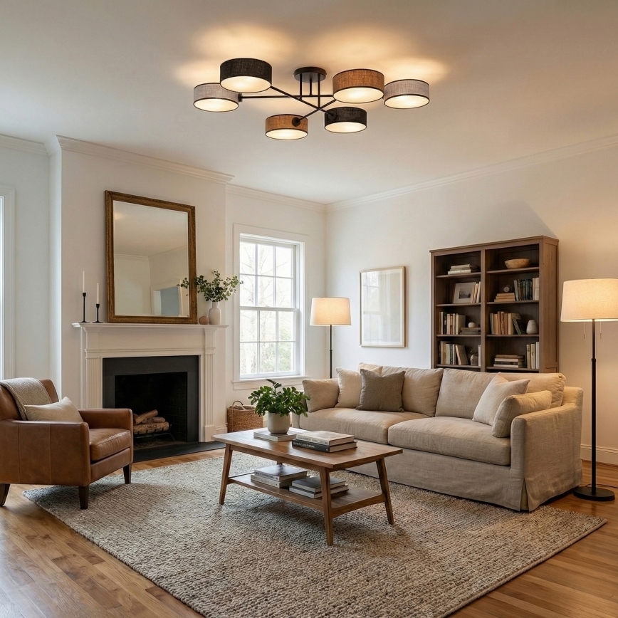 Opbouw-kroonluchter MAGA 6xE14/10W/230V zwart/bruin/grijs