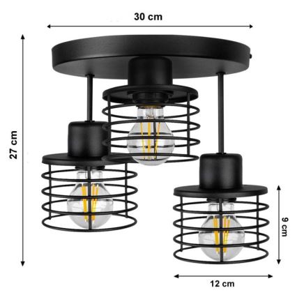 Opbouw plafondlamp BONOX 3x E27 / 60W / 230V