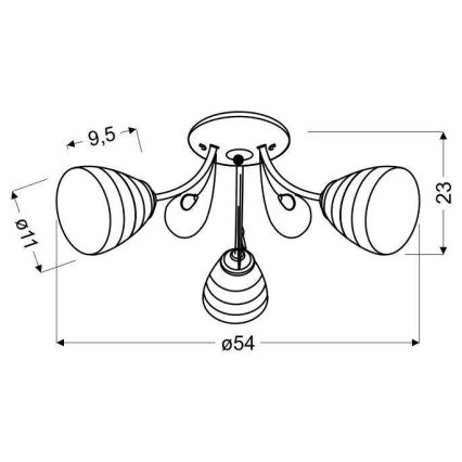 Opbouw plafondlamp SIMPLI 3xE27/40W/230V