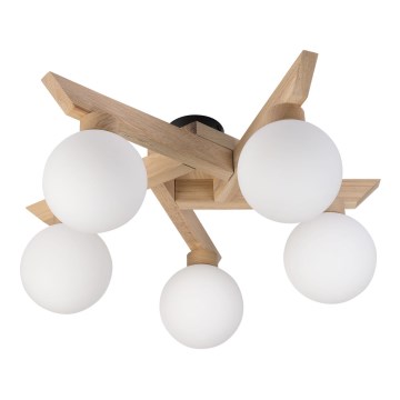 Opbouwkroonluchter ANTONIO 5xG9/5W/230V eik/wit