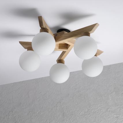 Opbouwkroonluchter ANTONIO 5xG9/5W/230V eik/wit