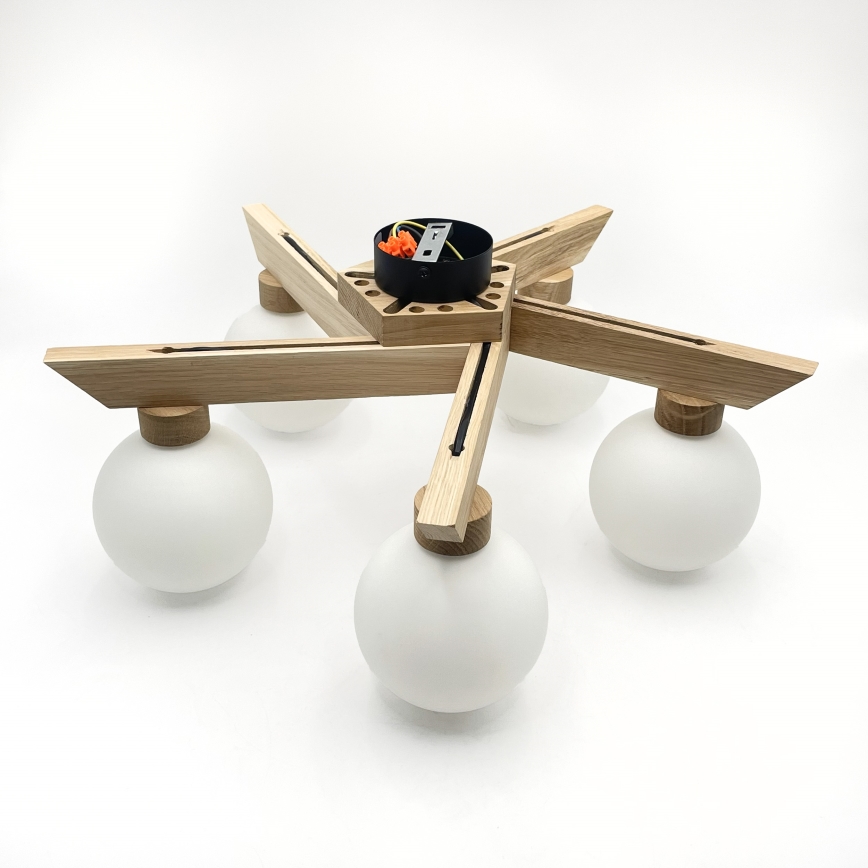 Opbouwkroonluchter ANTONIO 5xG9/5W/230V eik/wit