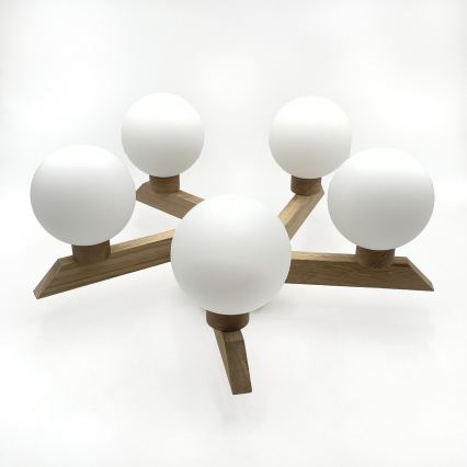 Opbouwkroonluchter ANTONIO 5xG9/5W/230V eik/wit