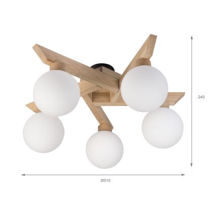 Opbouwkroonluchter ANTONIO 5xG9/5W/230V eik/wit