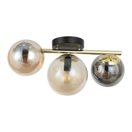 Opbouwkroonluchter AURIS 3xE14/15W/230V goud/rookzwart/beige