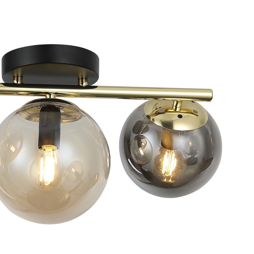 Opbouwkroonluchter AURIS 3xE14/15W/230V goud/rookzwart/beige