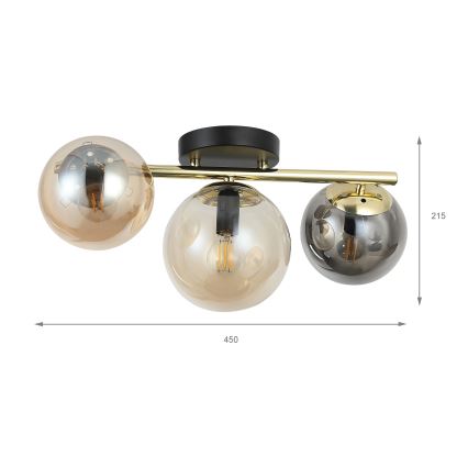 Opbouwkroonluchter AURIS 3xE14/15W/230V goud/rookzwart/beige