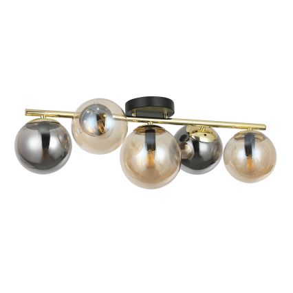 Opbouwkroonluchter AURIS 5xE14/15W/230V goud/rookzwart/beige