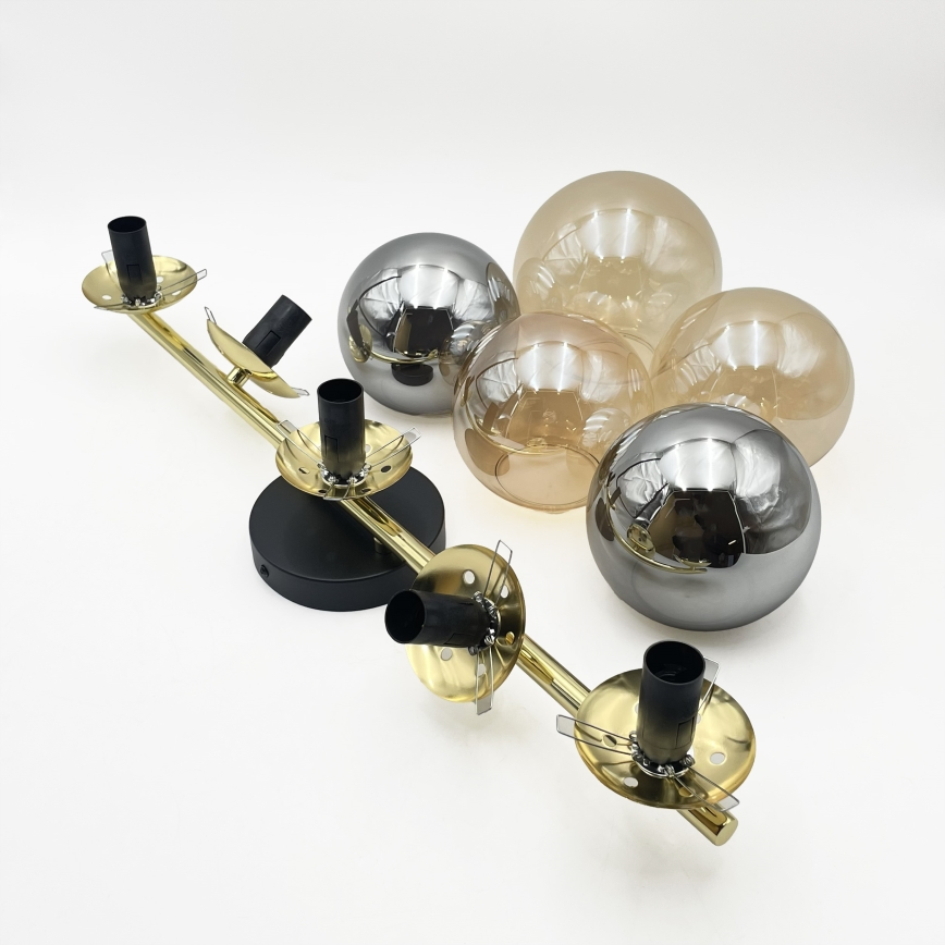 Opbouwkroonluchter AURIS 5xE14/15W/230V goud/rookzwart/beige