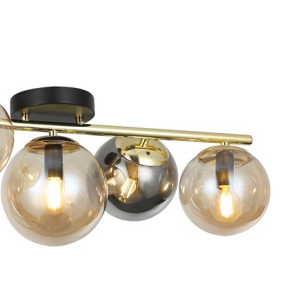 Opbouwkroonluchter AURIS 5xE14/15W/230V goud/rookzwart/beige