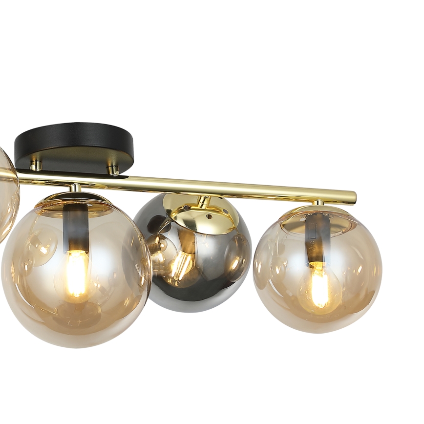 Opbouwkroonluchter AURIS 5xE14/15W/230V goud/rookzwart/beige