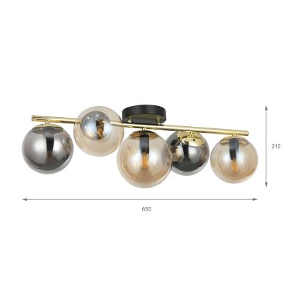 Opbouwkroonluchter AURIS 5xE14/15W/230V goud/rookzwart/beige
