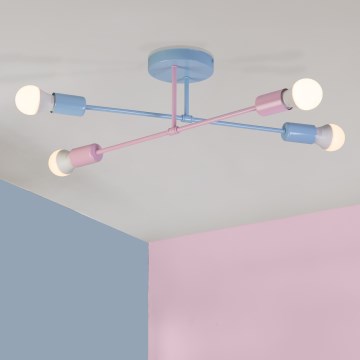 Opbouwkroonluchter CAMBRIDGE 4xE27/15W/230V blauw/roze
