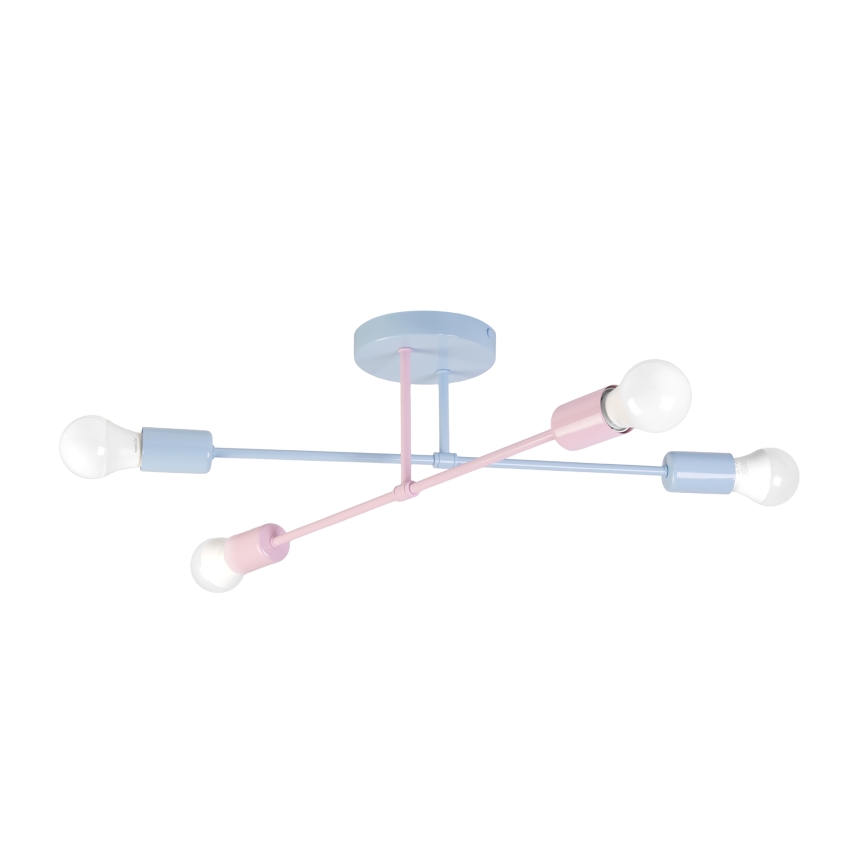 Opbouwkroonluchter CAMBRIDGE 4xE27/15W/230V blauw/roze